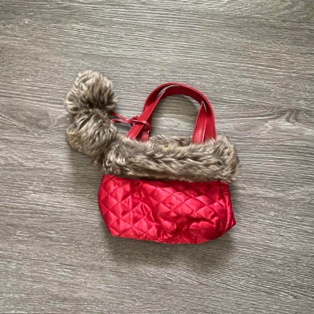 Vintage small red quilted purse
